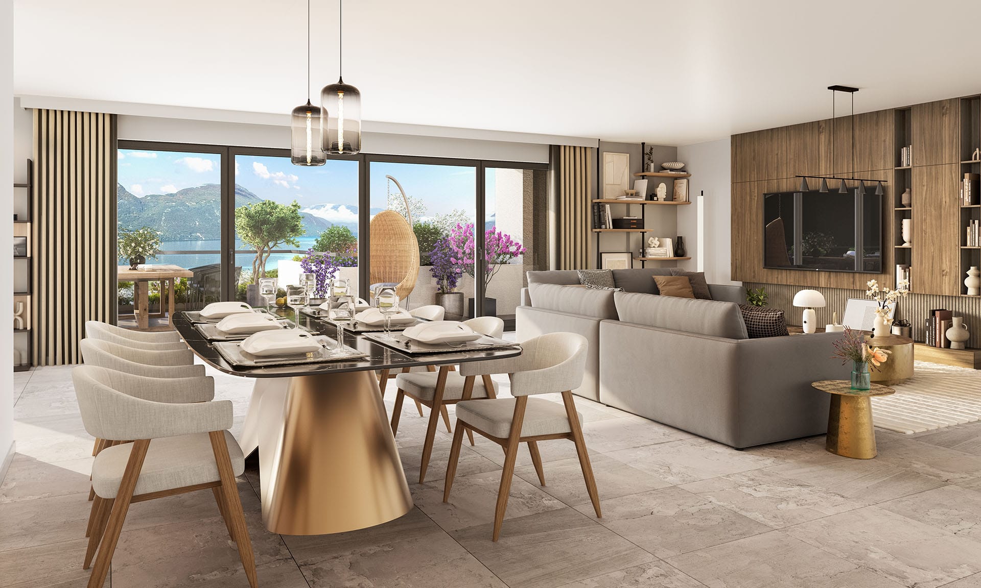 Bâtiment moderne entouré de verdure